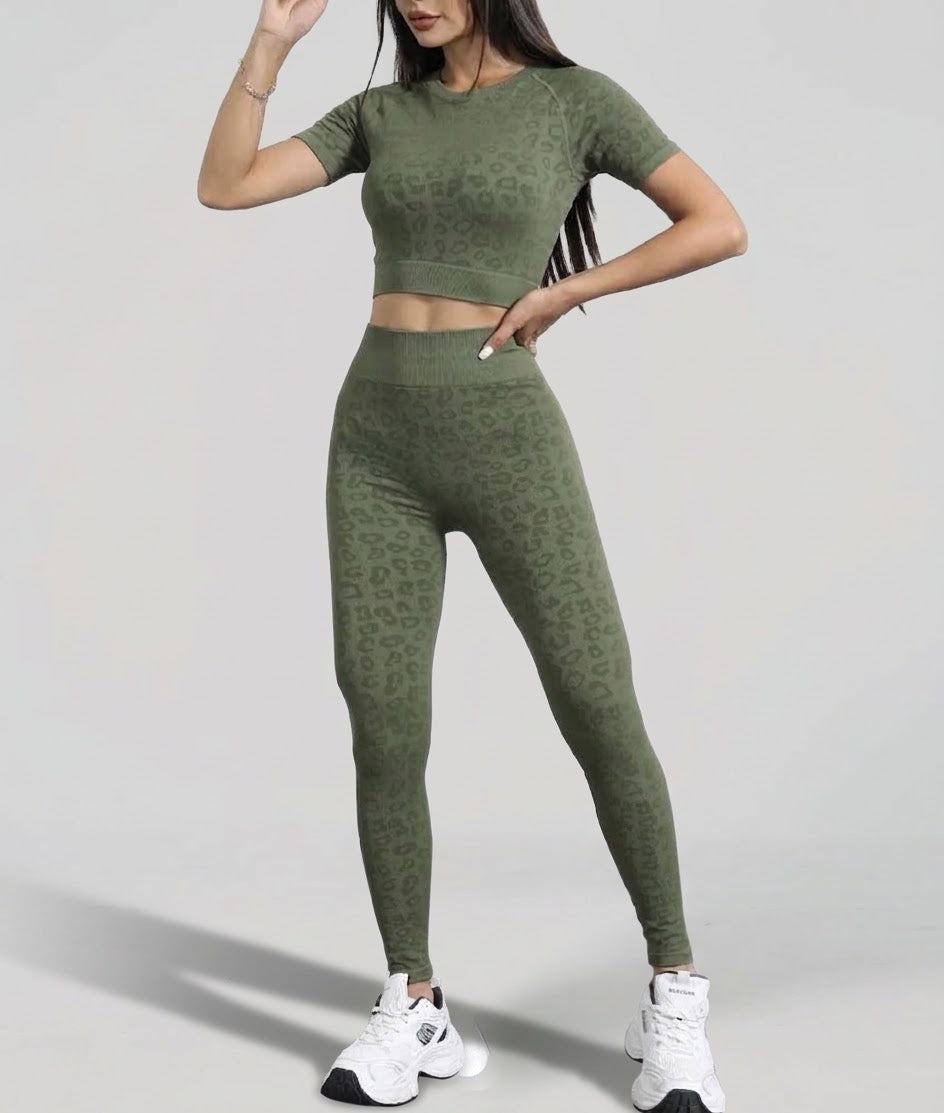 ATH  Leopard Print Sculpt & Flex Seamless Crop 2-Piece Set