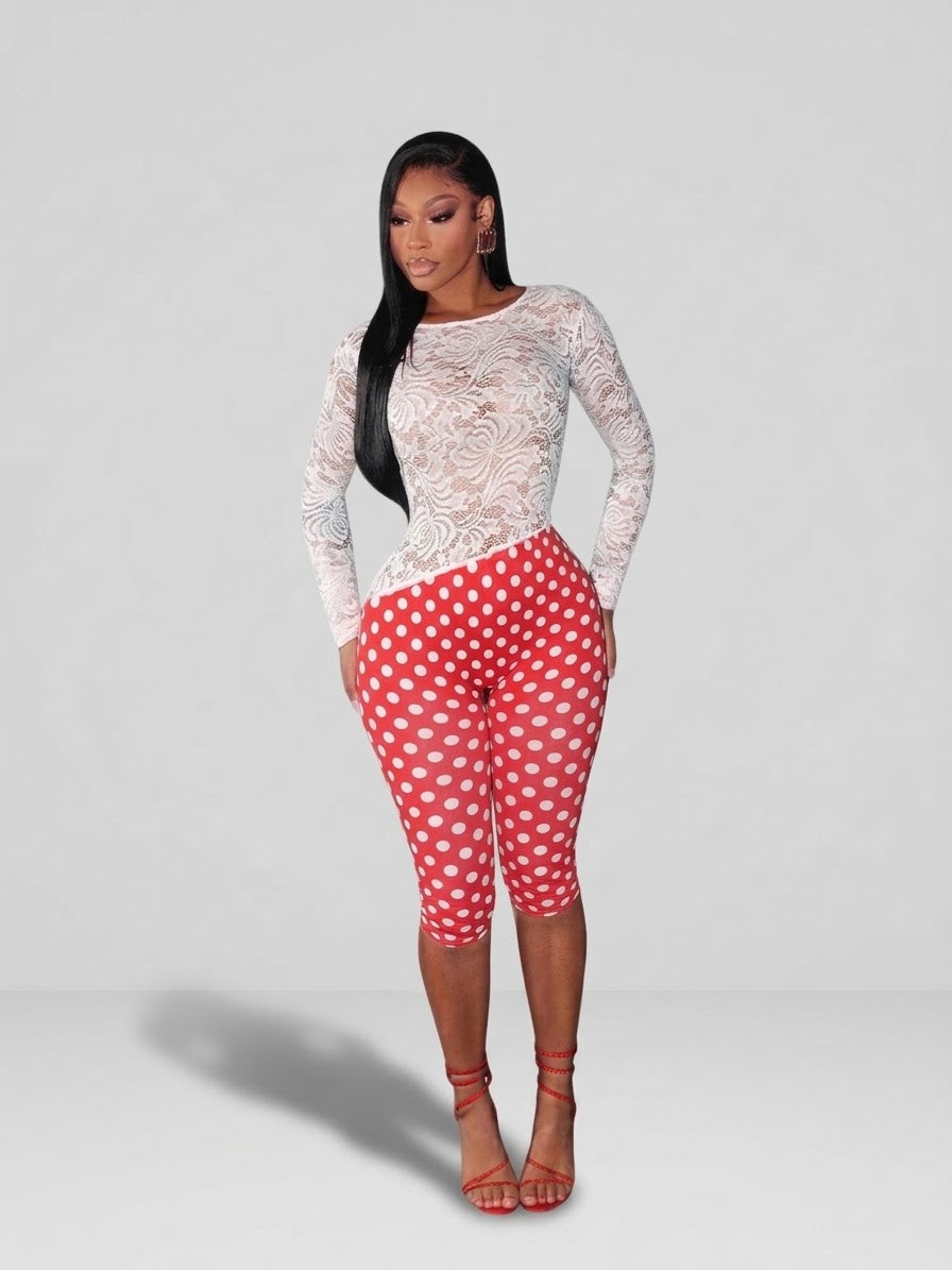 ATH Patchwork Dot Print Backless Playsuit