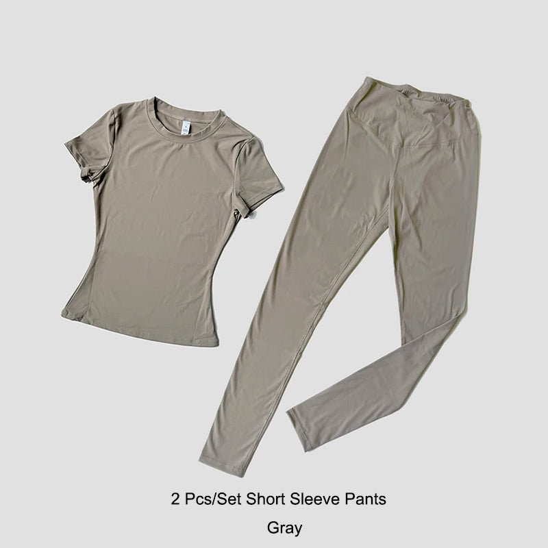 ATH Seamless Short Sleeve Gym Legging Set