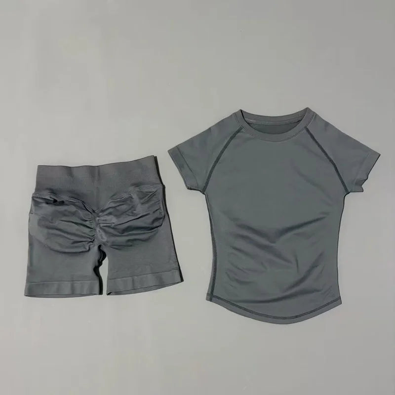 ATH Seamless Short Sleeve & Shorts Gym Set