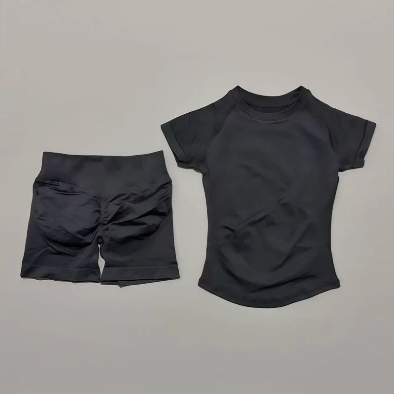 ATH Seamless Short Sleeve & Shorts Gym Set