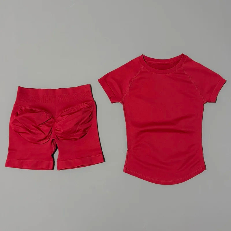 ATH Seamless Short Sleeve & Shorts Gym Set