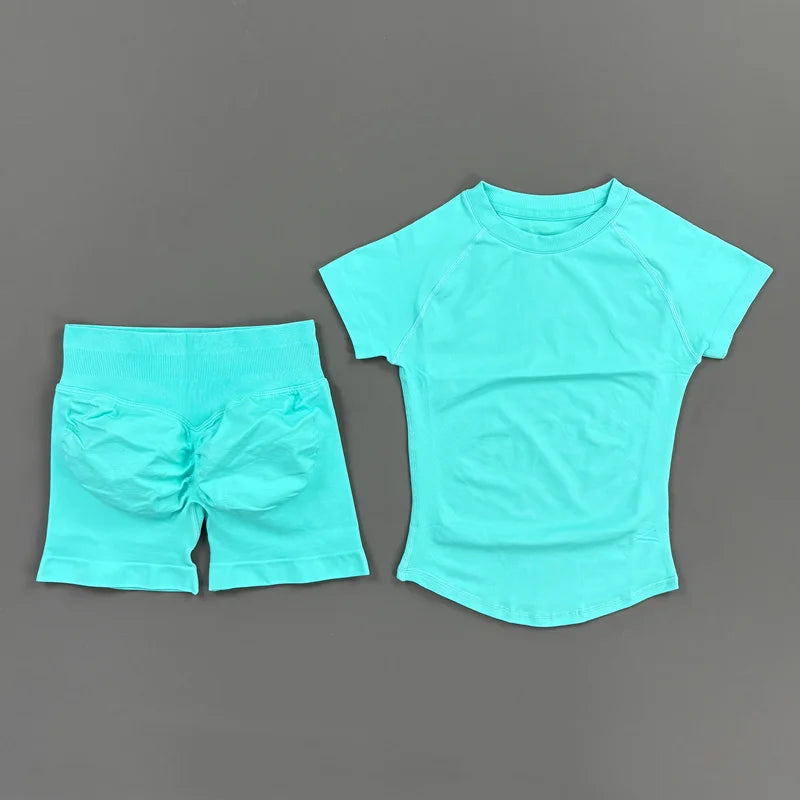 ATH Seamless Short Sleeve & Shorts Gym Set