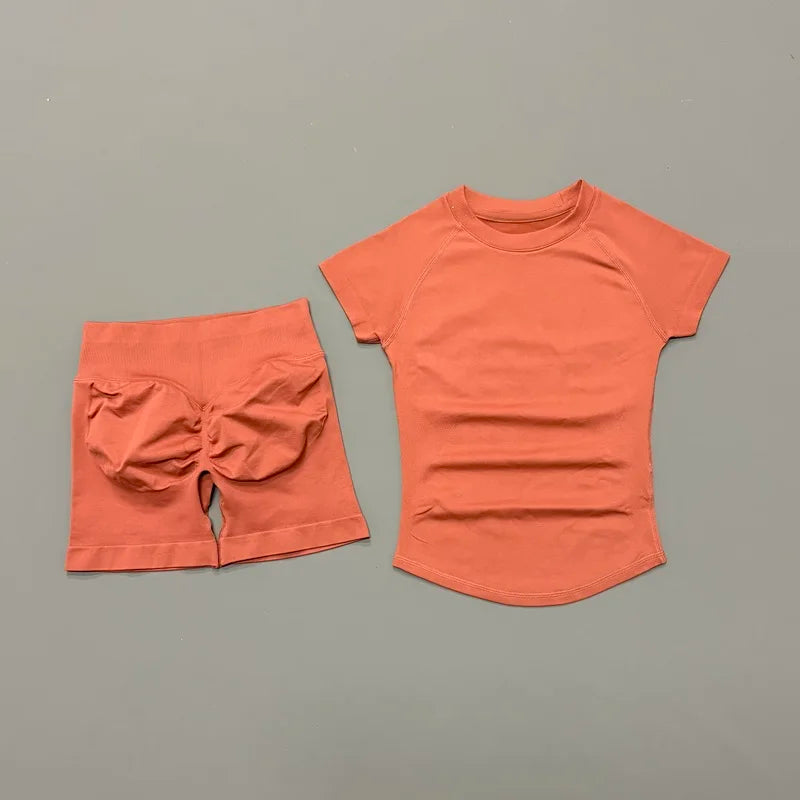 ATH Seamless Short Sleeve & Shorts Gym Set