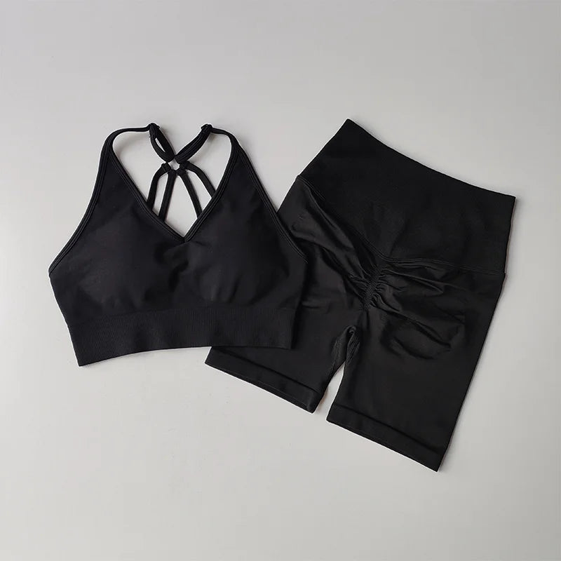 ATH Seamless Crop & Shorts Gym Set