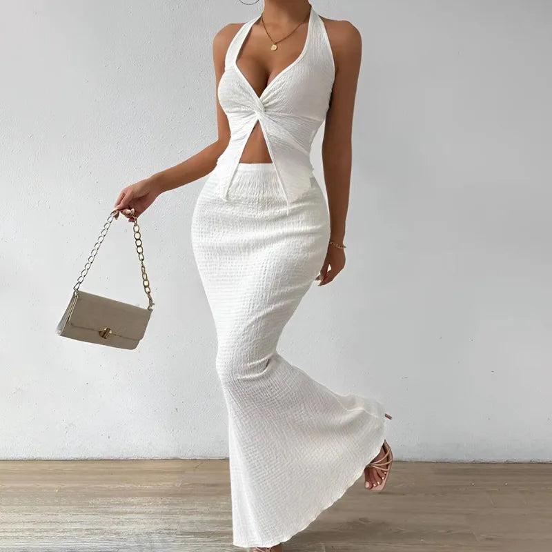 ATH Elegant Twist Vest & Maxi Skirt 2-Piece Set