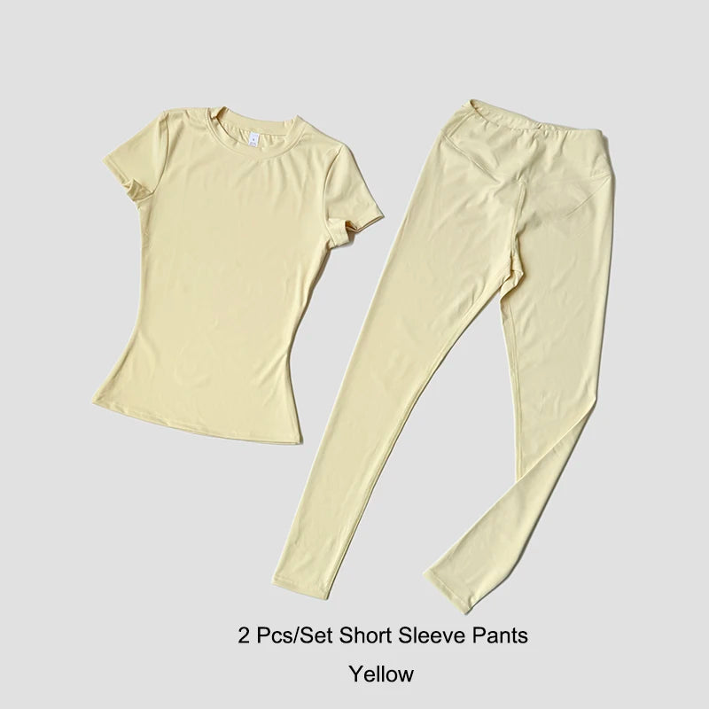 ATH Seamless Short Sleeve Gym Legging Set