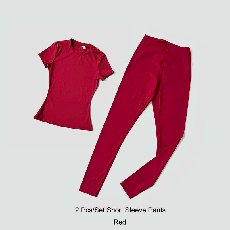 ATH Seamless Short Sleeve Gym Legging Set