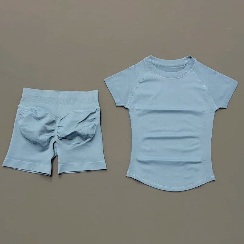 ATH Seamless Short Sleeve & Shorts Gym Set