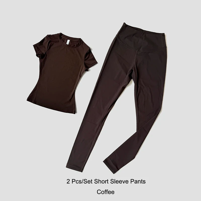 ATH Seamless Short Sleeve Gym Legging Set