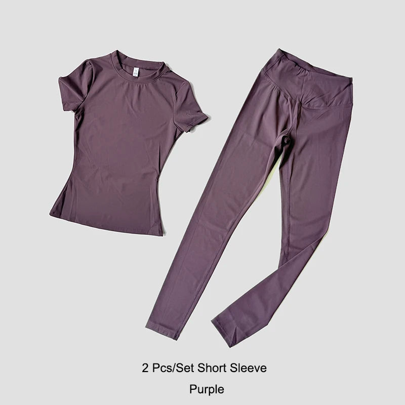ATH Seamless Short Sleeve Gym Legging Set