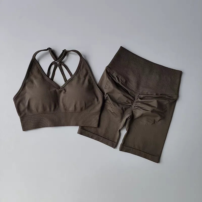 ATH Seamless Crop & Shorts Gym Set