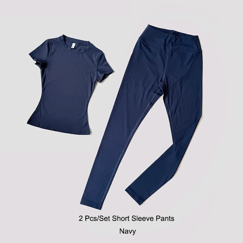 ATH Seamless Short Sleeve Gym Legging Set