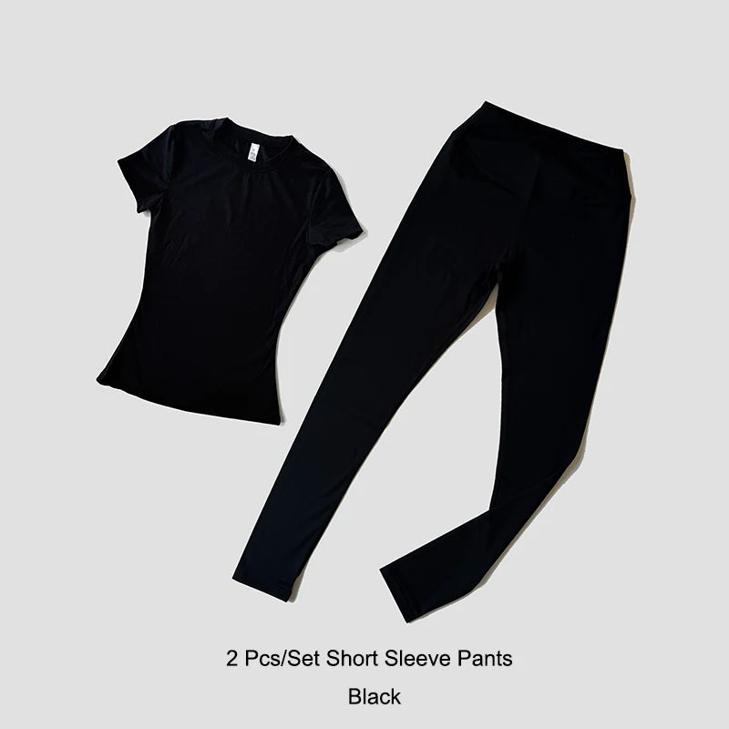 ATH Seamless Short Sleeve Gym Legging Set