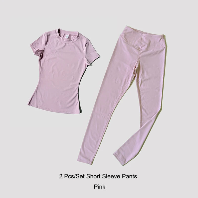 ATH Seamless Short Sleeve Gym Legging Set