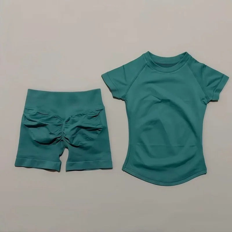 ATH Seamless Short Sleeve & Shorts Gym Set