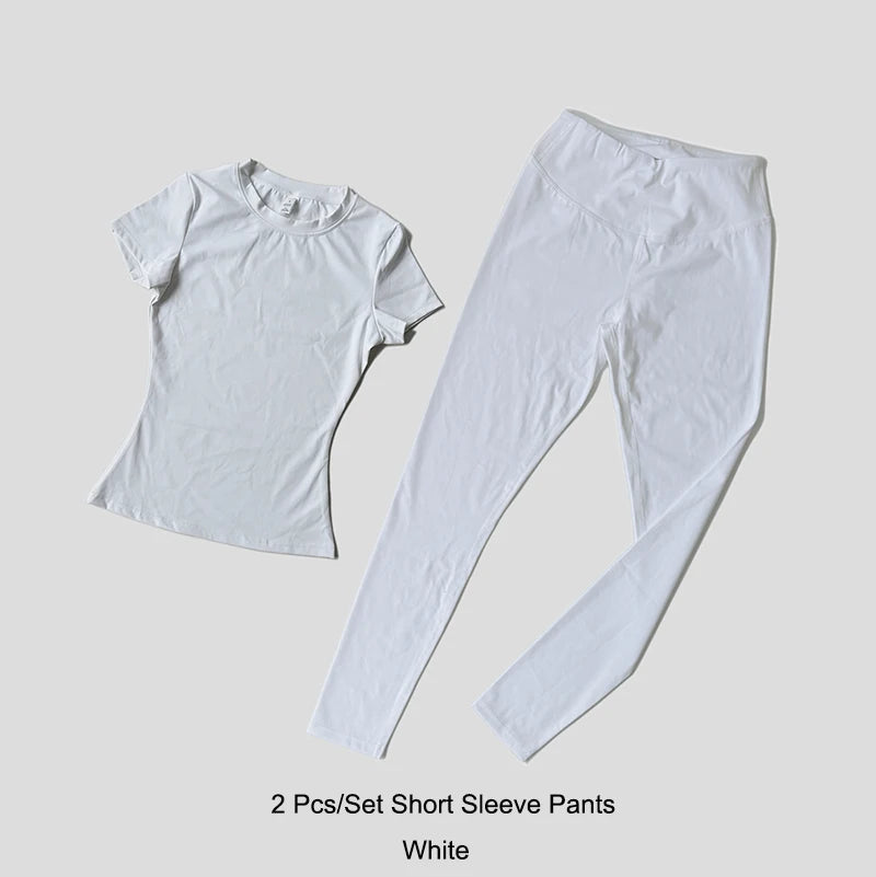 ATH Seamless Short Sleeve Gym Legging Set