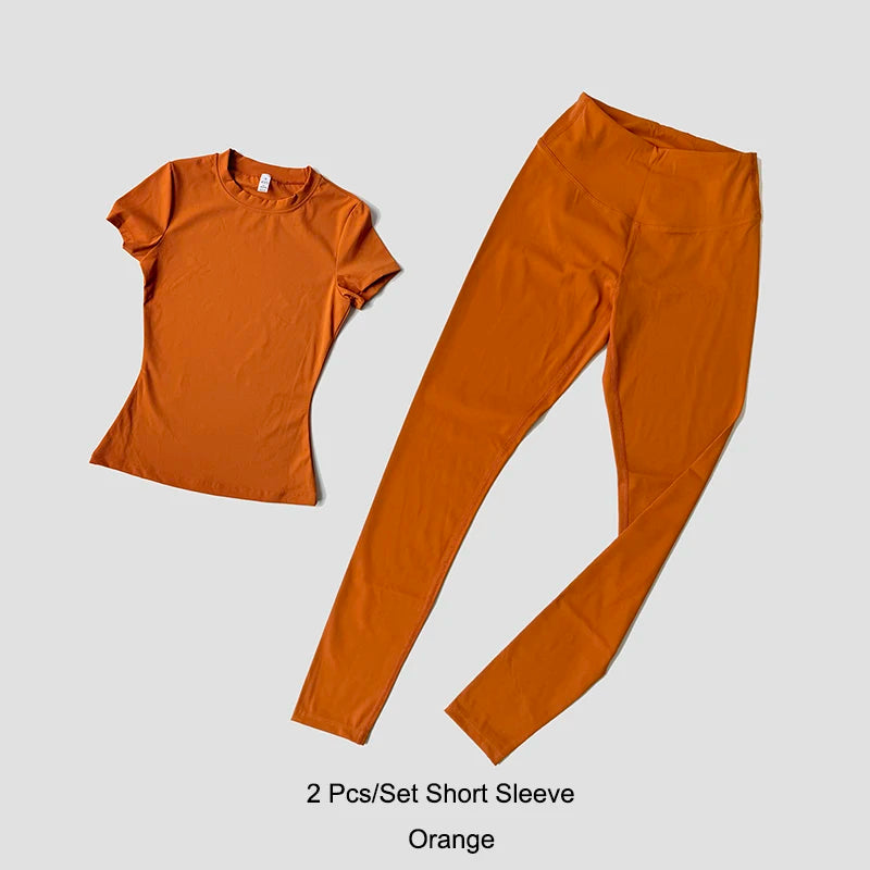 ATH Seamless Short Sleeve Gym Legging Set